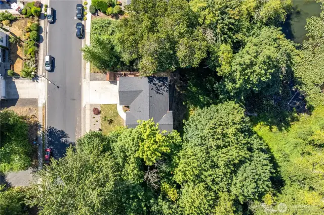 Straight overhead view of house