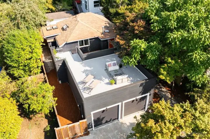 Overhead view of roof and deck space