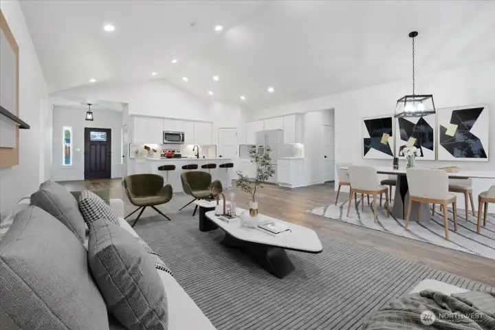 Great room virtually staged