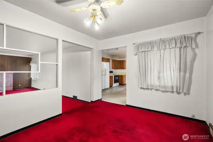 Kitchen adjacent to dining room