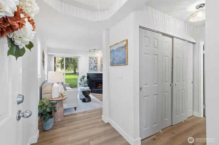 View from the front door into living room