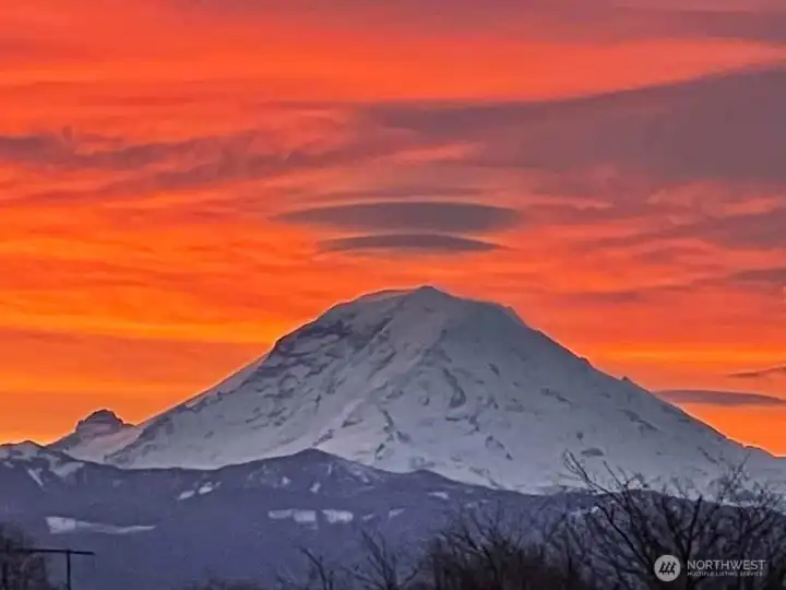 Stunning Mt. Rainier sunrise from the home.