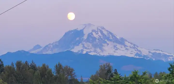 Moon over Mt. Rainier!