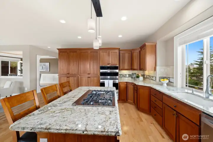 Custom slide outs and soft close cabinets with newer appliances makes this kitchen a chef’s dream!