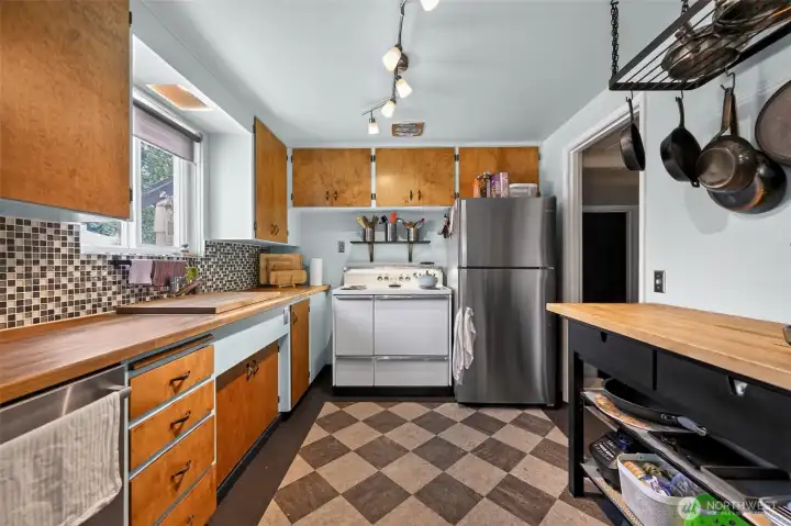 Functional kitchen with butcher block countertop