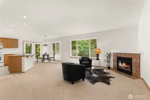 Great room with vaulted ceilings