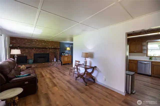 Entry room looking at living room to the left and kitchen to the right!