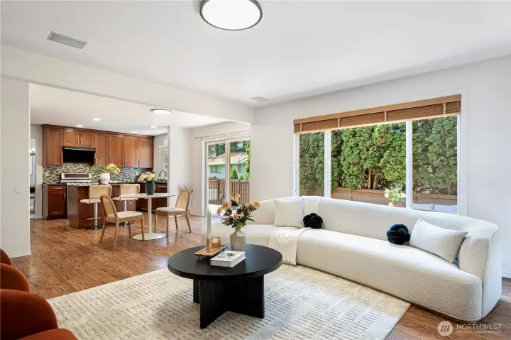 Kitchen opens to family room