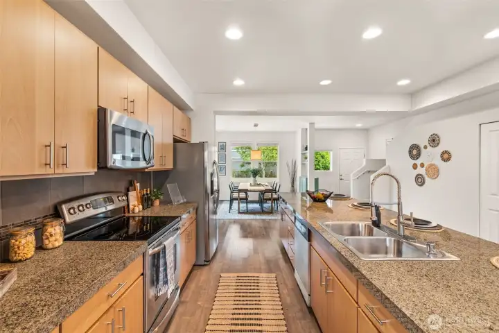 Your kitchen and living room come together seamlessly, never be cut off from guests while you're in the kitchen!