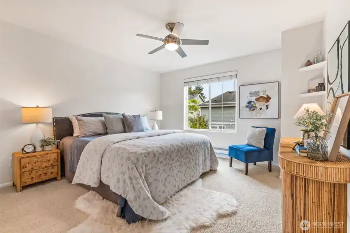 Your master bedroom is large and comfortable, offering an en suite bathroom and spacious walk-in closet.