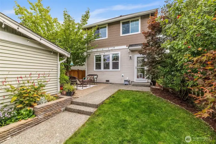 Your large backyard! To the right are your apple trees, grapes, strawberries, and blueberries. The structure on the left of the frame is your detached garage.