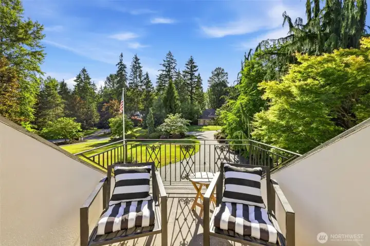 Wave goodbye to your guests from your balcony.