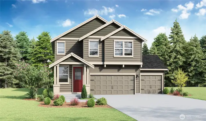 Elevation of available home. Colors will vary.