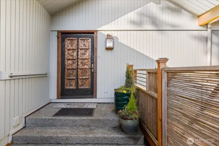 The distinctive Entry door welcomes you inside...