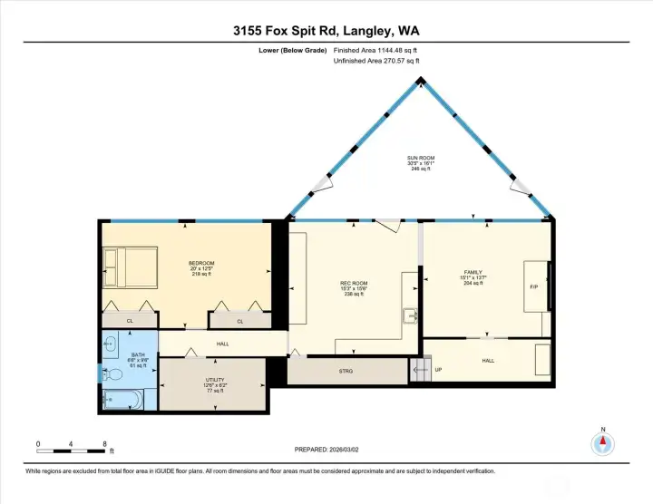 Lower Level Floorplan including Sunroom
