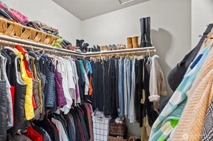 Oh, yes! You have storage space galore! This spacious closet and dressing room will hold all your textile treasures.