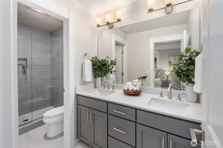 Primary Bathroom W/ Custom Tile, Cabinet and Counter Upgrades