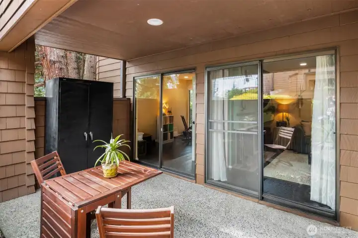 Private, covered patio.