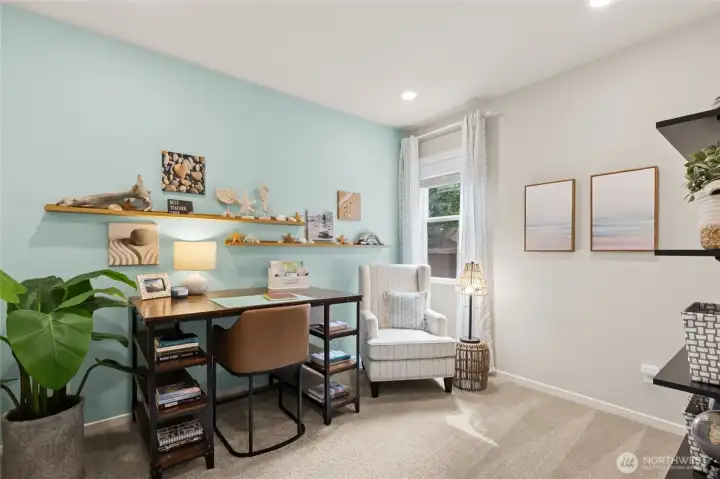 Guest room or home office is next to the 3/4 bath on the main floor.