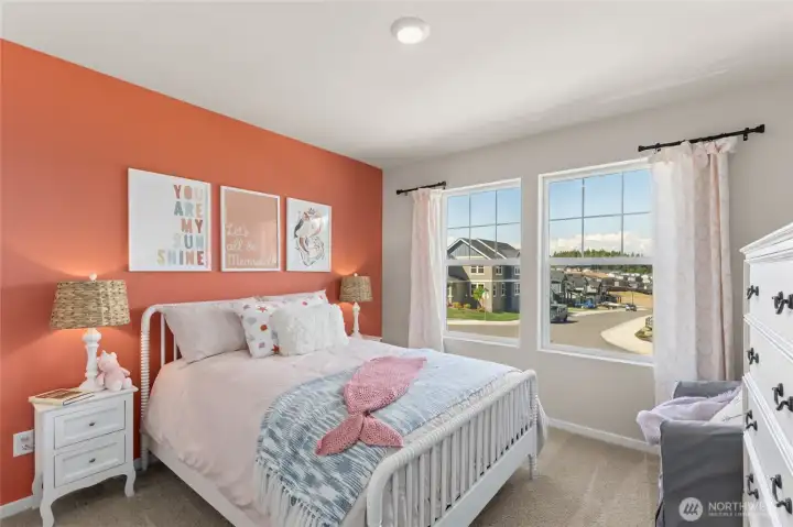 The Ballard is 2535 sq. ft. with 1 bedroom on the main level, 4 on the upper level and loft area. Pictures are for representation only as colors and options will vary.