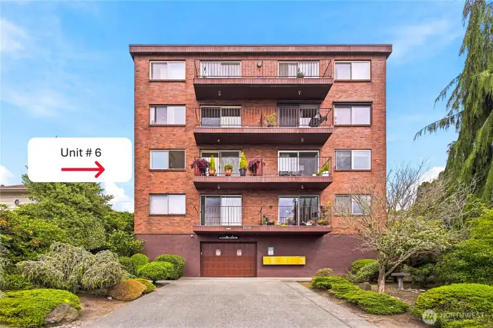 Subject Unit, Full westerly view with large balcony.