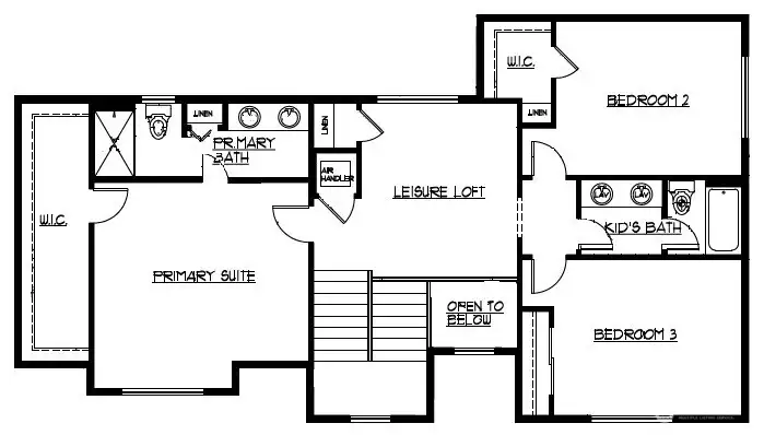 Upper floor plan. Actual home not pictured. Photo is for representation purposes only. Upper floor plan. Actual home not pictured. Photo is for representation purposes only.