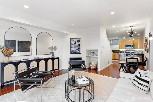 Living room opens to dining area and kitchen. Abundant light and space!