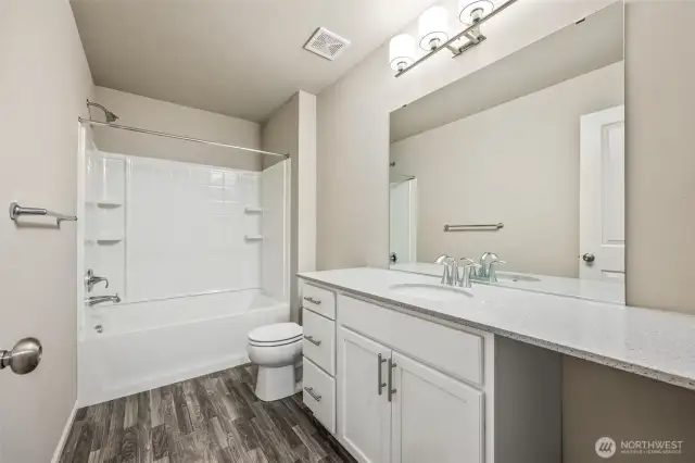 2nd Bath-Interior Pictures: Disclaimer- Photos are of another Finley floor plan from a previous community, photos are for illustrative purposes only. Finishes, flooring, upgrades, or other features may vary.