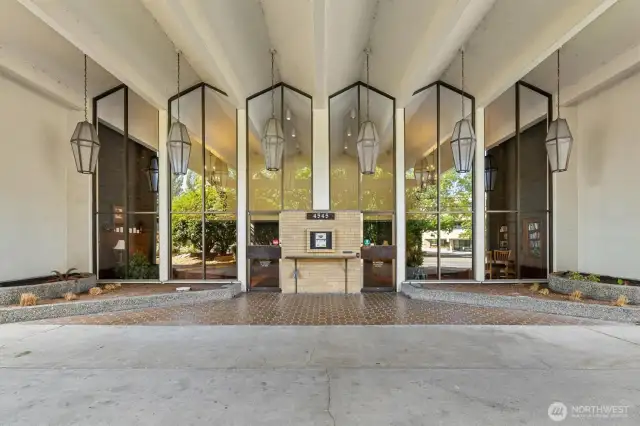 Convenient covered entry with level drop-off and elevator access, no stairs between the front door and your unit.