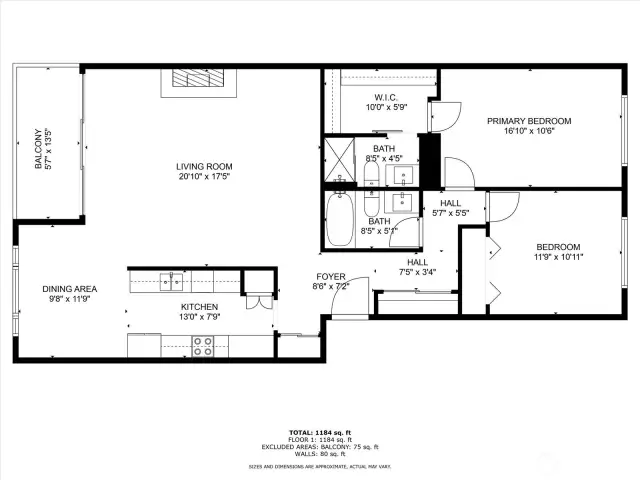 Spacious and smartly laid out this 1,194 sq ft home offers two bedrooms, two bathrooms, an open concept living and dining area, and a private balcony for indoor-outdoor living. Thoughtful flow and generous room sizes make everyday living effortless.