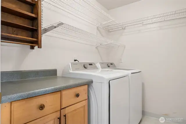 Laundry room, just off the kitchen by the garage door.