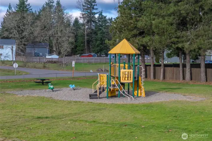 Community playground at Gehrke Park provides convenient recreation space close to home.