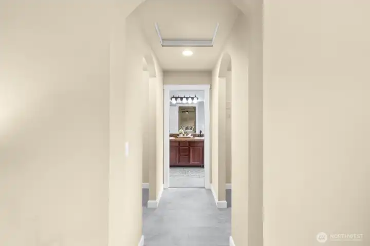 Hallway from primary to primary bathroom