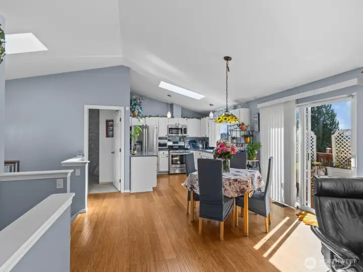 Access to the back deck on the warmer days and nights is also great for dining alfresco.