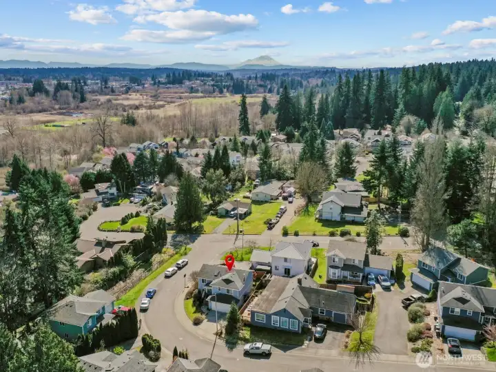 The Cascades and Mount Rainier in the distance can be seen from the deck, kitchen and living room.