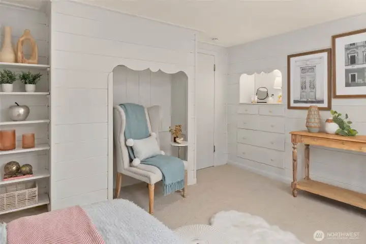 One of two upstairs light filled bedrooms.