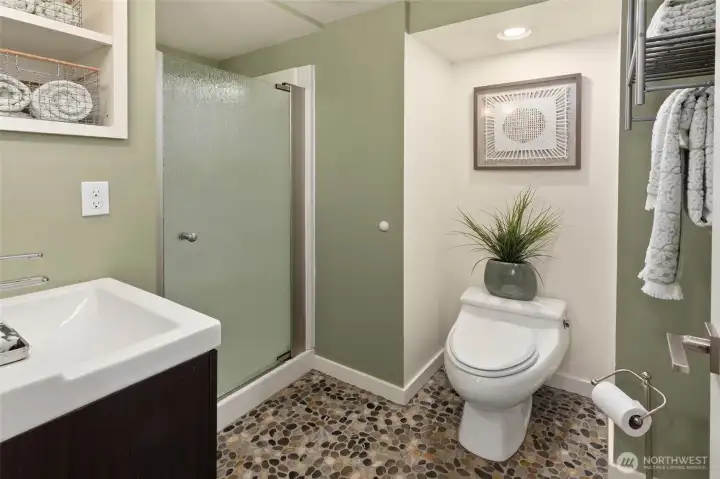 Lower level 3/4 bathroom.