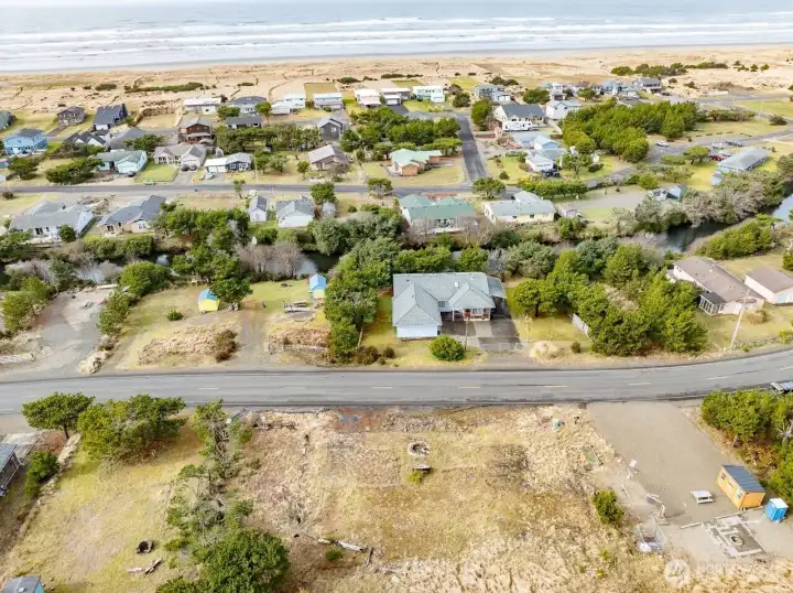 Aerial view of lot looking west