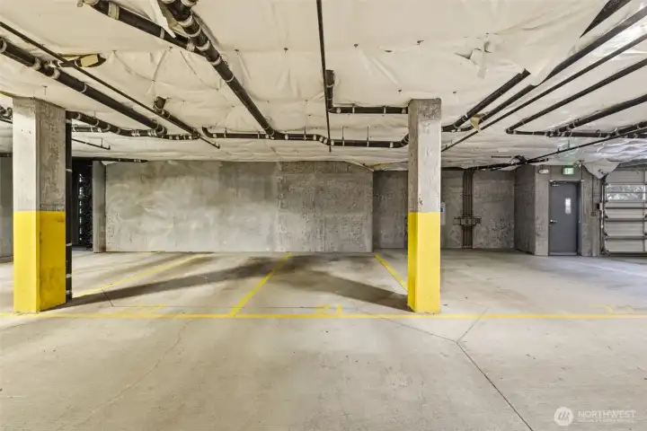 Secure parking in ground floor garage just steps from elevator. Zero stairs to condo.