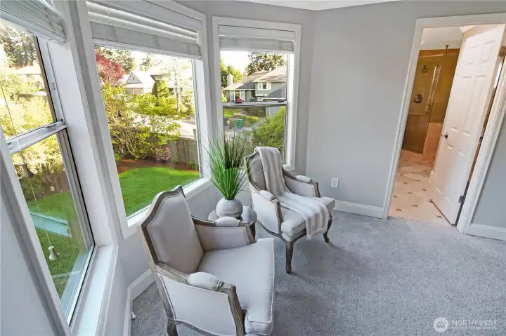 Another view of the bay windows in the primary bedroom.