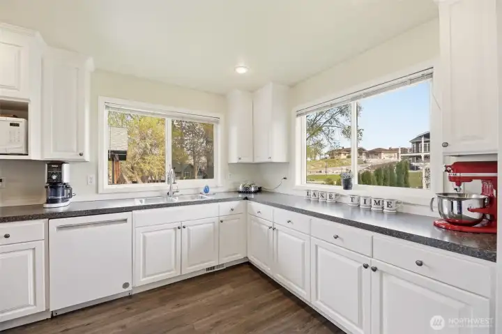 Expansive counter space create a highly functional kitchen
