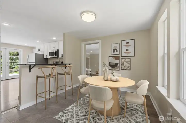 Virtually staged dining area