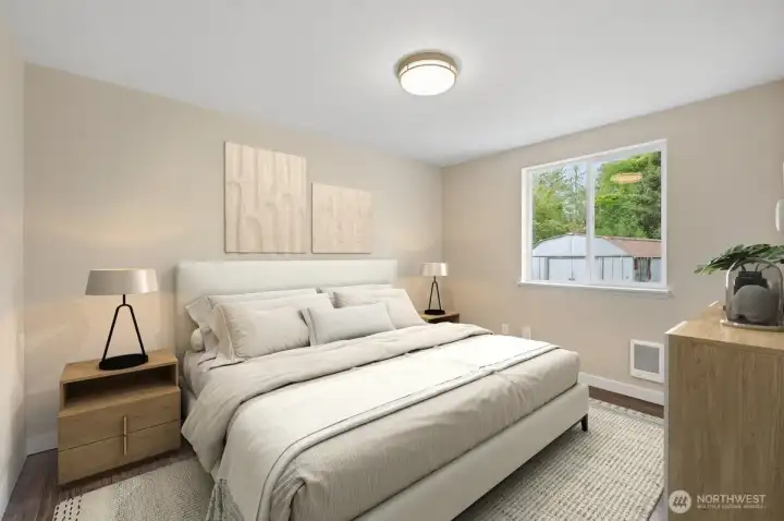Virtually staged main level bedroom