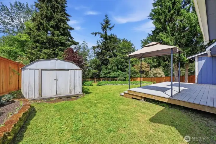 Shed and covered area