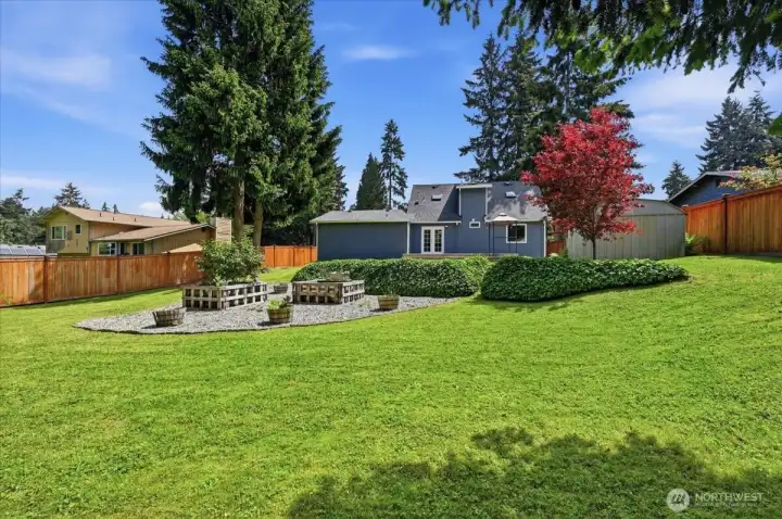 Mature landscaping in peaceful setting
