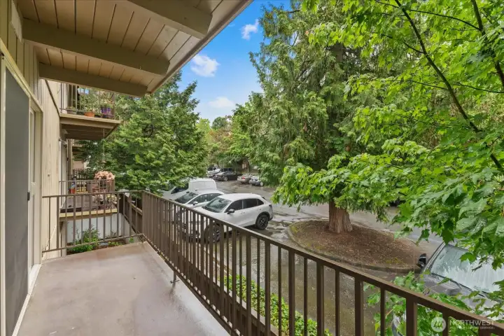 Covered balcony.