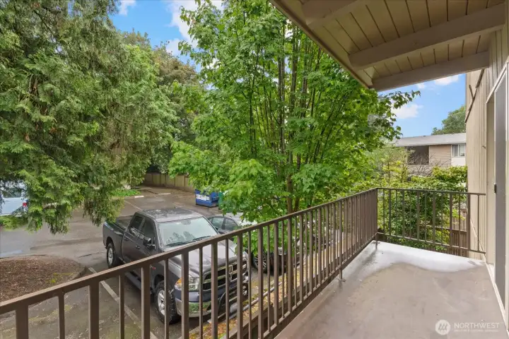 Another view of covered balcony with access from living room and master bedrom.