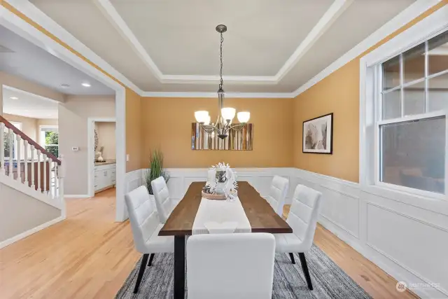 Formal dining with refinished hardwood floors