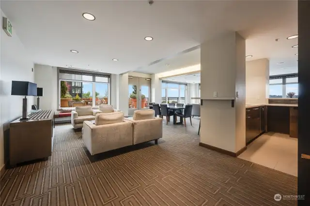 Gorgeous party room with sound views leads to the spectacular rooftop deck!