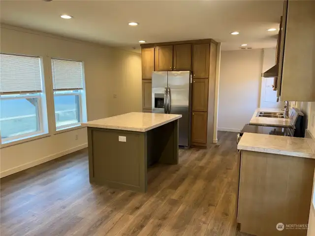 View of kitchen from living area.